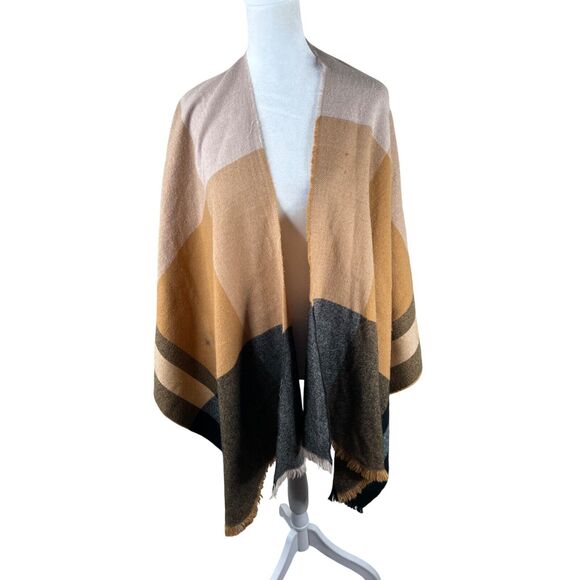 GAP Cozy Geometric Pattern Poncho Southwest Western Boho Lagenlook Fall - Picture 1 of 12